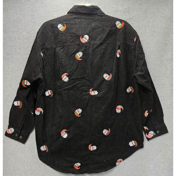 Casey Coleman Button Up Santa Hats Corduroy Top Size XL - Picture 2 of 4